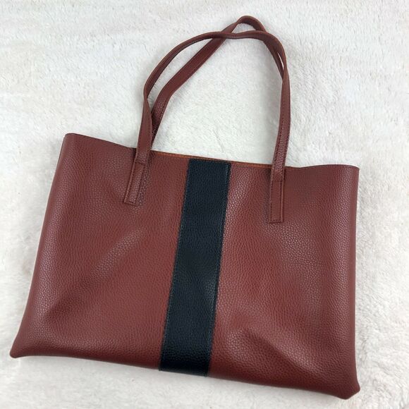 Vince Camuto Vegan Leather Brown Black Luck Tote Bag - Picture 1 of 7